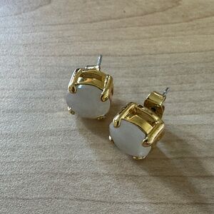 Jcrew costume jewelry-Gold & White Round Stud Earrings - Classic Women’s Jewelry